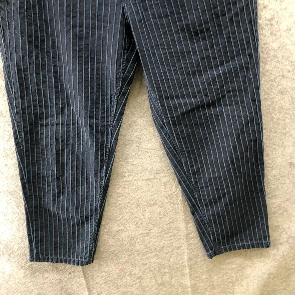 True Religion Devin‎ Cropped Trouser Jeans Mens 32 Blue Striped Dark Wash